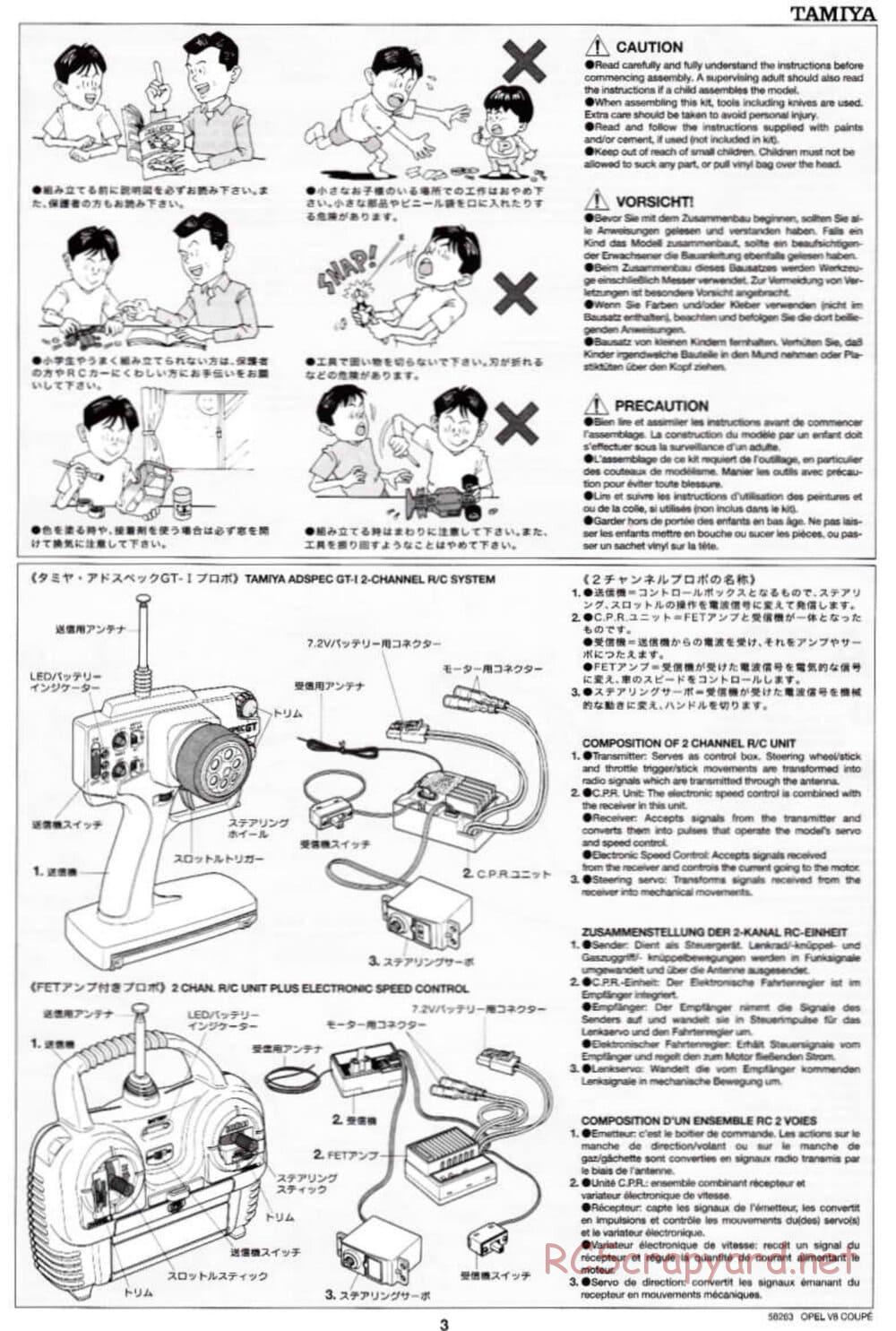 Tamiya - Opel V8 Coupe - TL-01 Chassis - Manual - Page 3