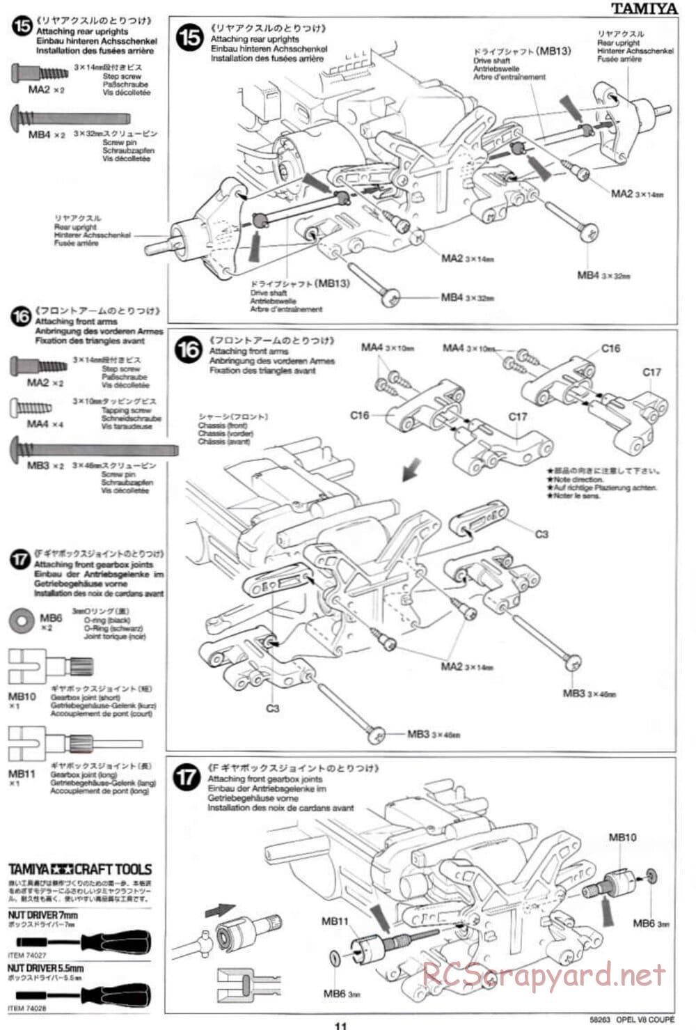 Tamiya - Opel V8 Coupe - TL-01 Chassis - Manual - Page 11