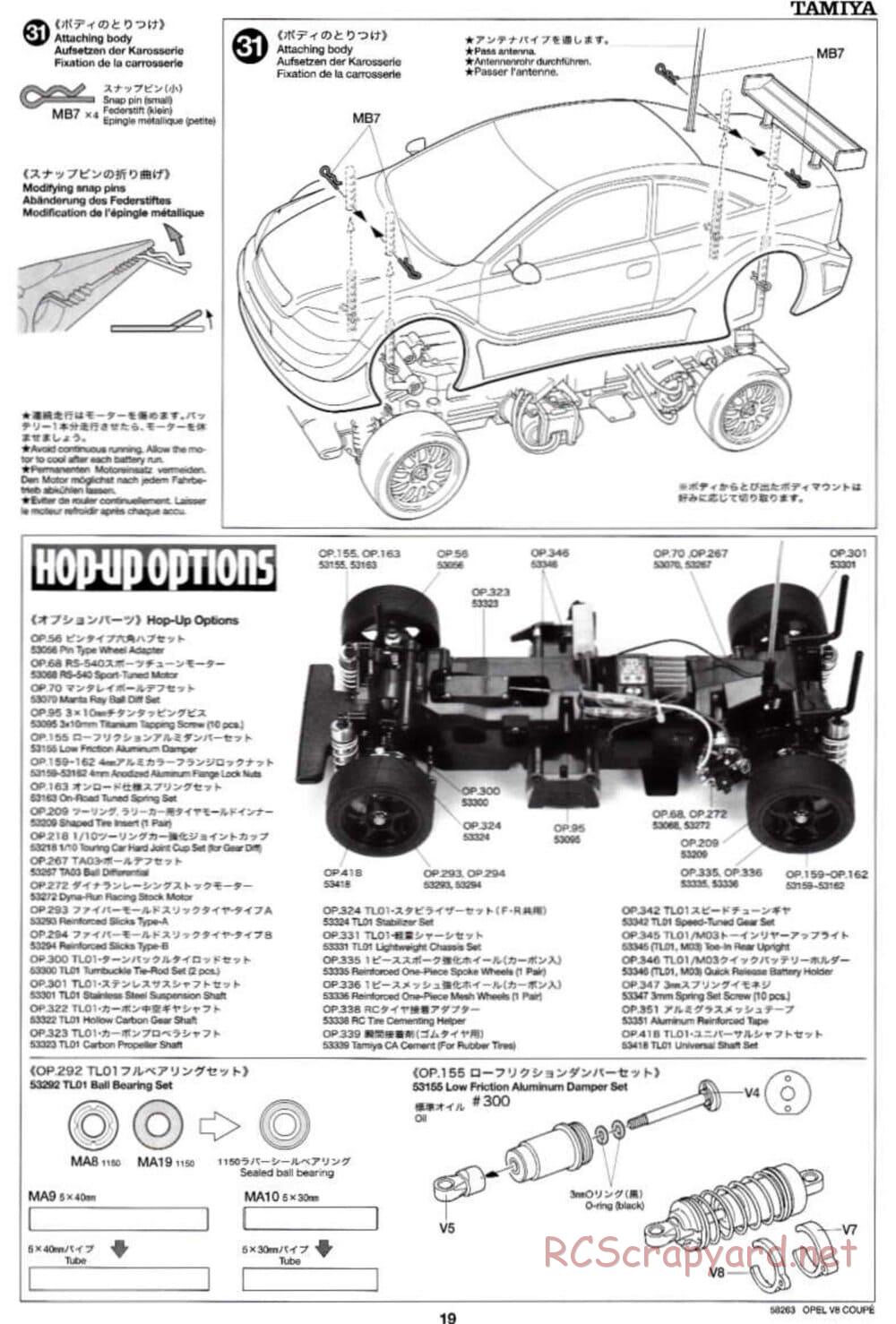 Tamiya - Opel V8 Coupe - TL-01 Chassis - Manual - Page 19