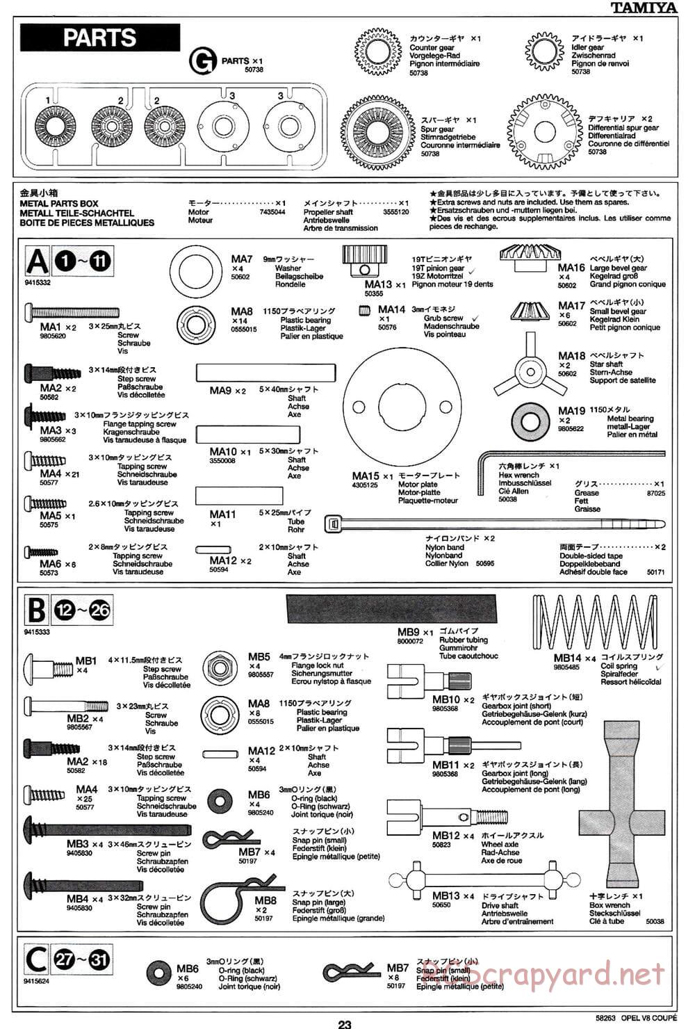 Tamiya - Opel V8 Coupe - TL-01 Chassis - Manual - Page 23