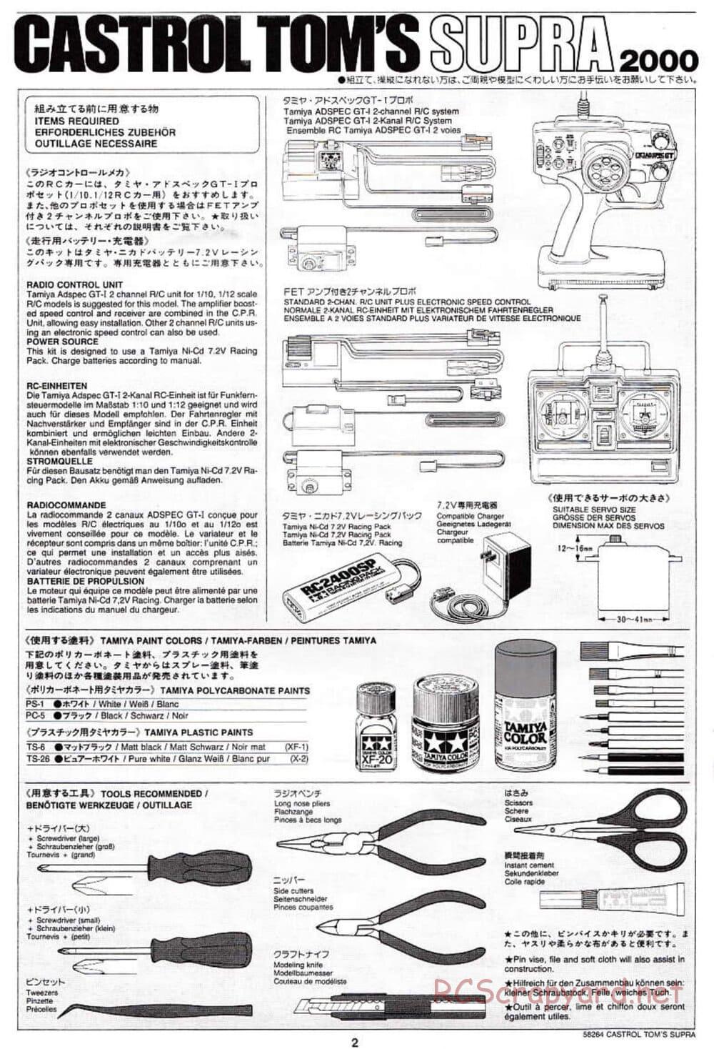 Tamiya - Castrol Tom's Supra 2000 - TL-01 Chassis - Manual - Page 2