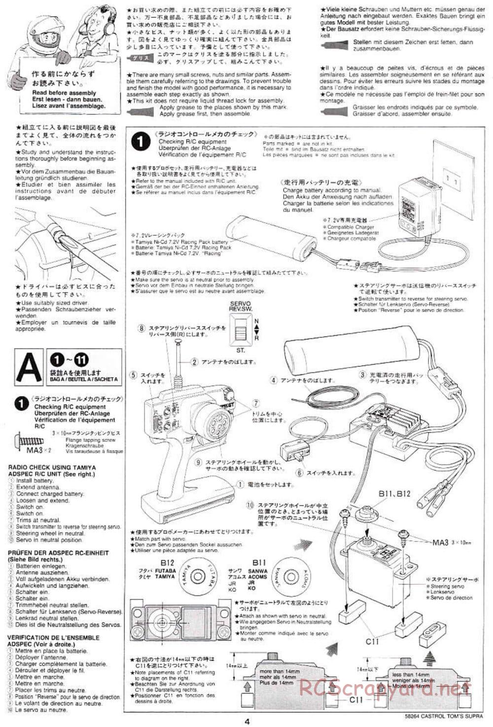 Tamiya - Castrol Tom's Supra 2000 - TL-01 Chassis - Manual - Page 4