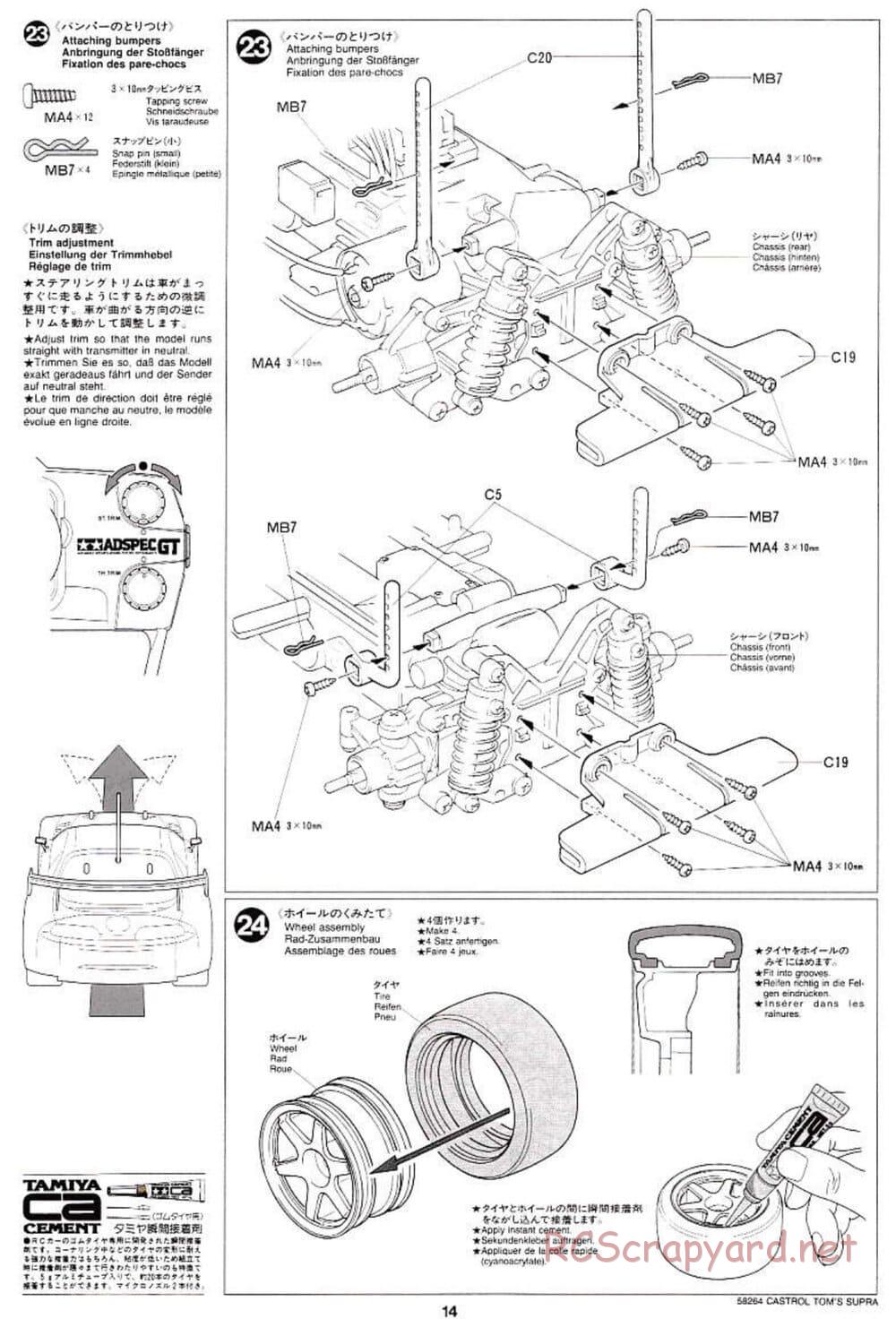 Tamiya - Castrol Tom's Supra 2000 - TL-01 Chassis - Manual - Page 14