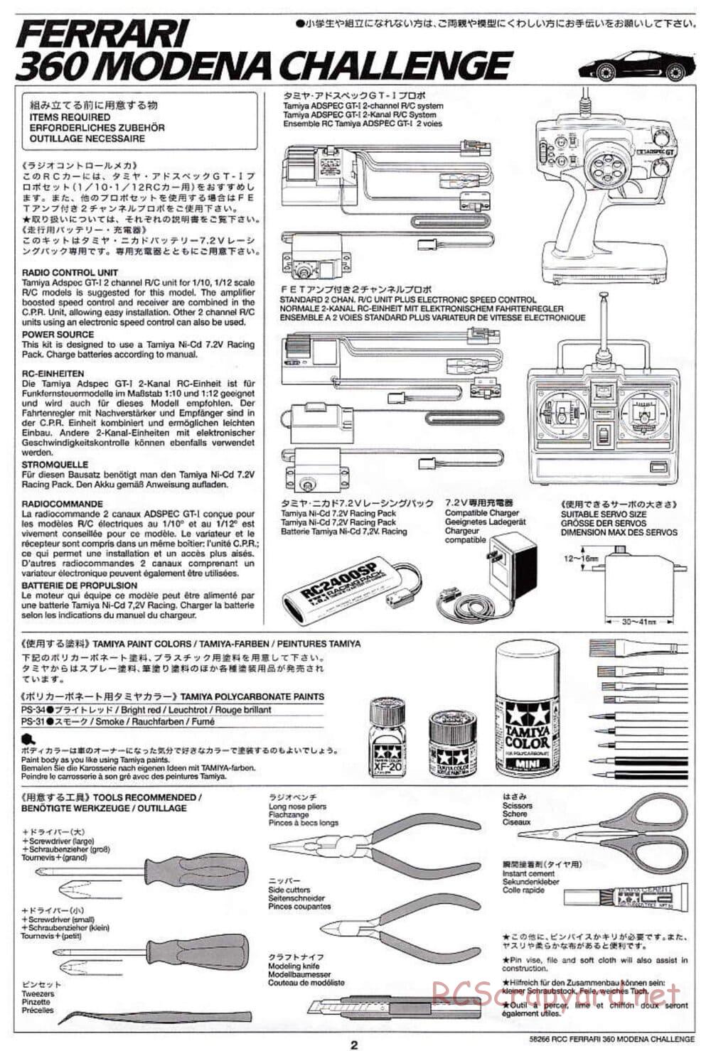 Tamiya - Ferrari 360 Modena Challenge - TA-04 Chassis - Manual - Page 2