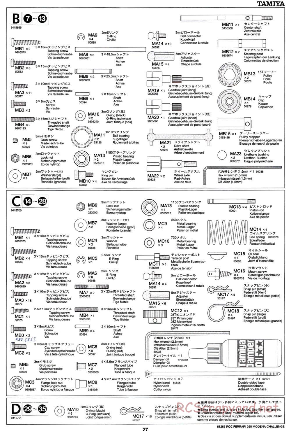 Tamiya - Ferrari 360 Modena Challenge - TA-04 Chassis - Manual - Page 27