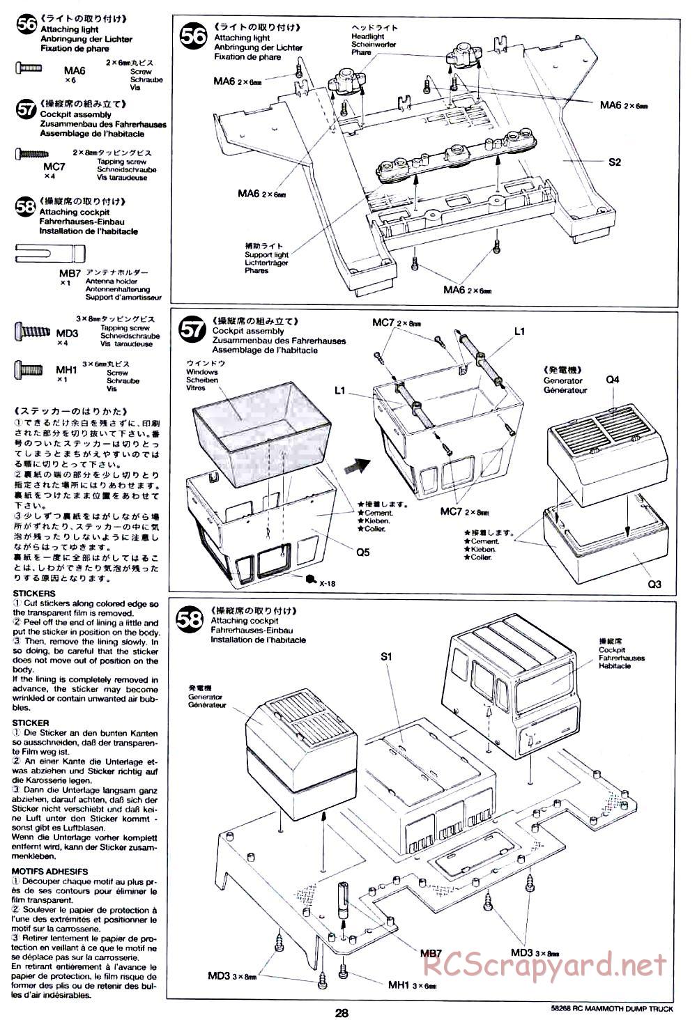 Tamiya - Mammoth Dump Truck Chassis - Manual - Page 28