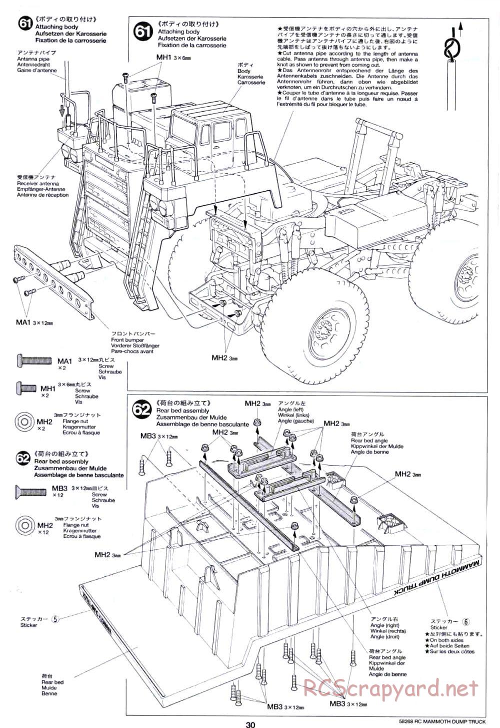 Tamiya - Mammoth Dump Truck Chassis - Manual - Page 30