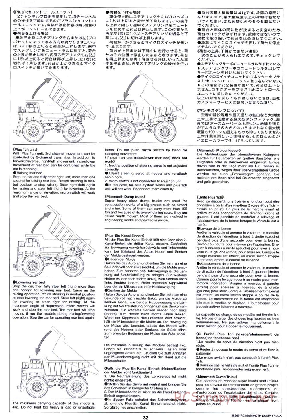 Tamiya - Mammoth Dump Truck Chassis - Manual - Page 32