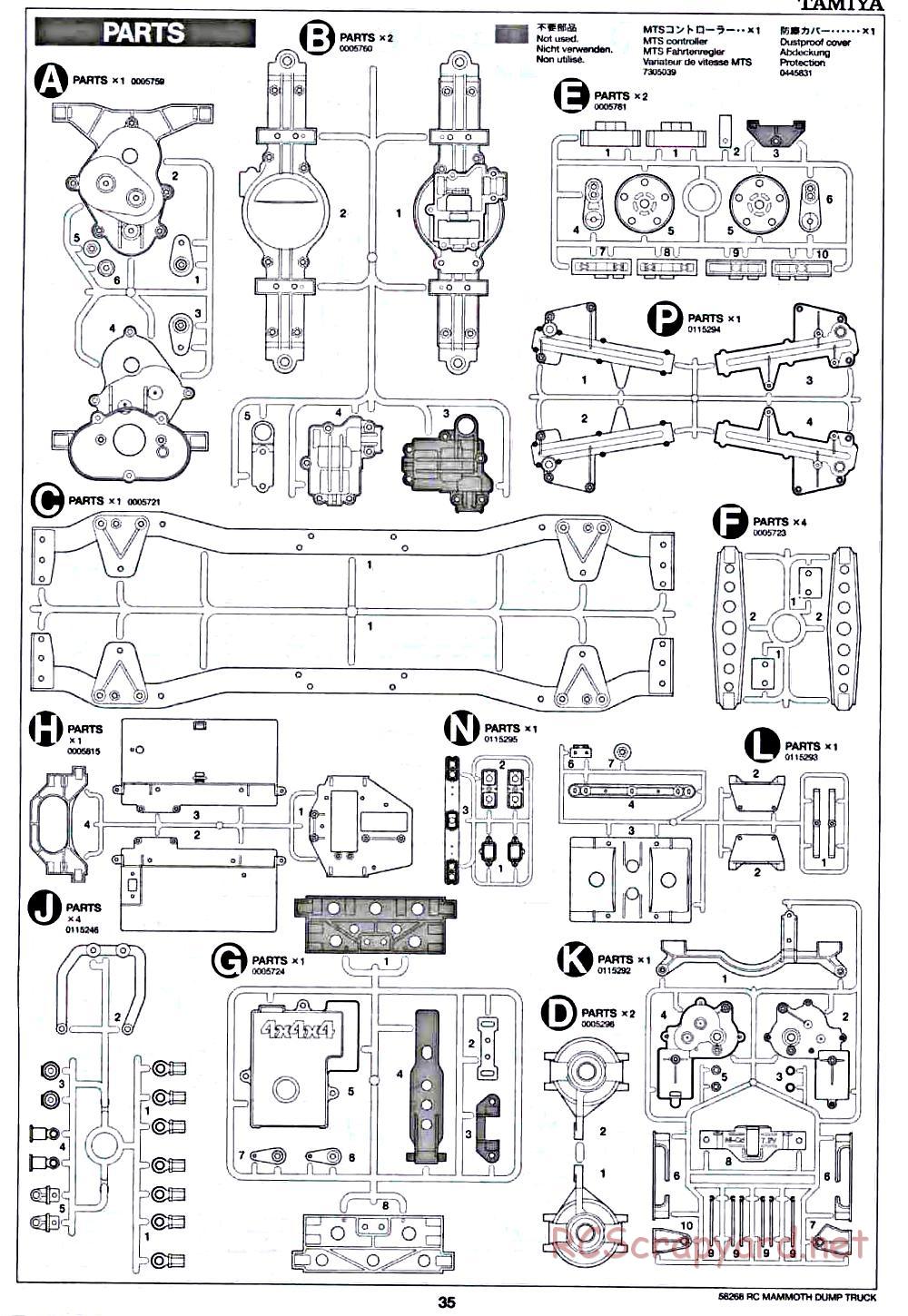 Tamiya - Mammoth Dump Truck Chassis - Manual - Page 35