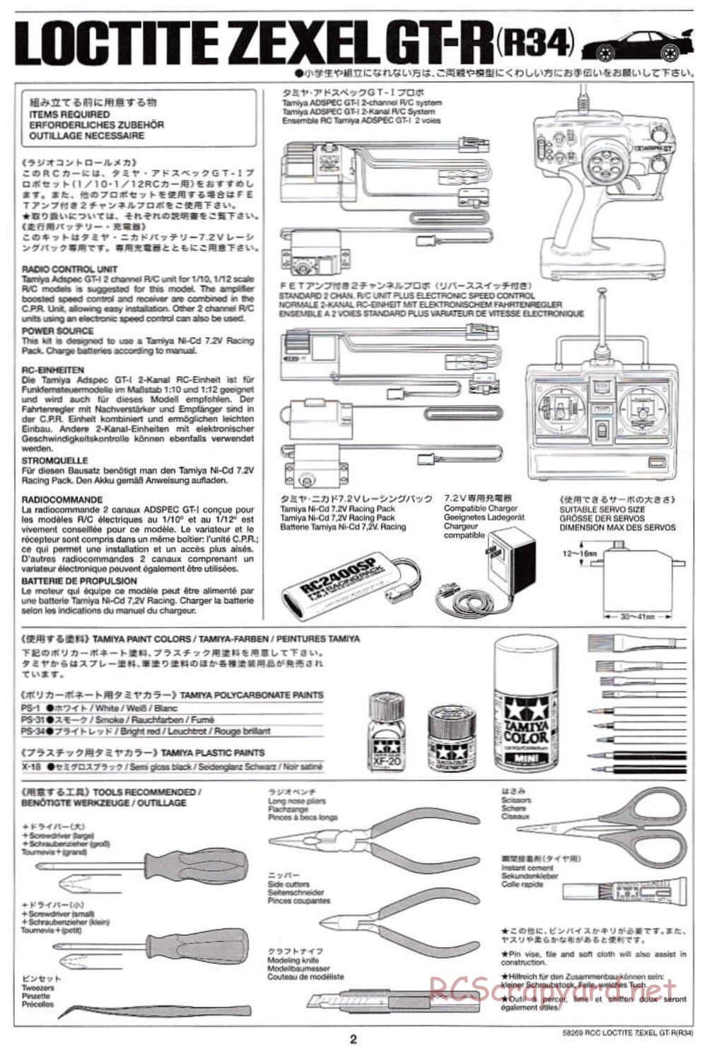 Tamiya - Loctite Zexel Skyline GT-R (R34) - TA-04 Chassis - Manual - Page 2