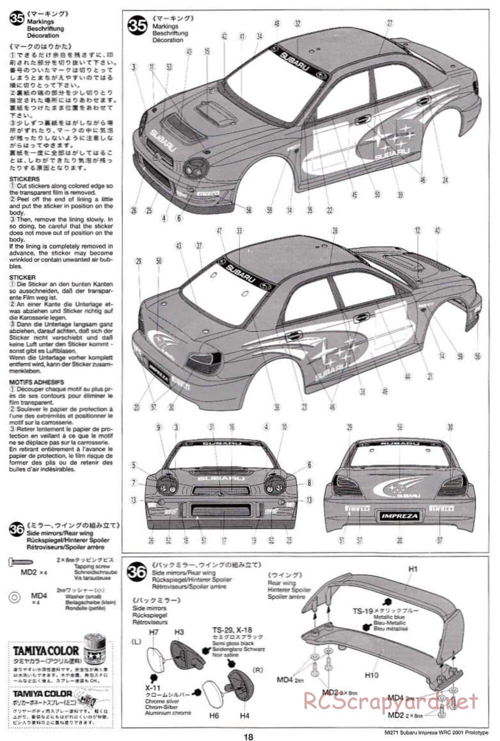 Tamiya - Subaru Impreza WRC 2001 Prototype - TB-01 Chassis - Manual - Page 18