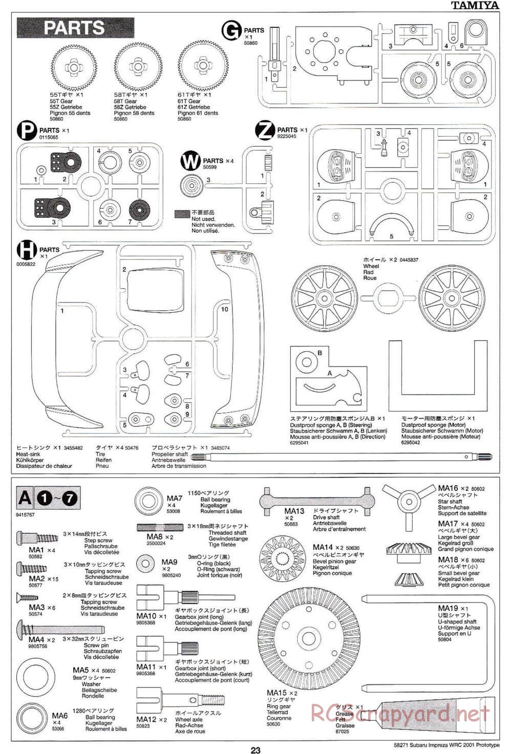 Tamiya - Subaru Impreza WRC 2001 Prototype - TB-01 Chassis - Manual - Page 23