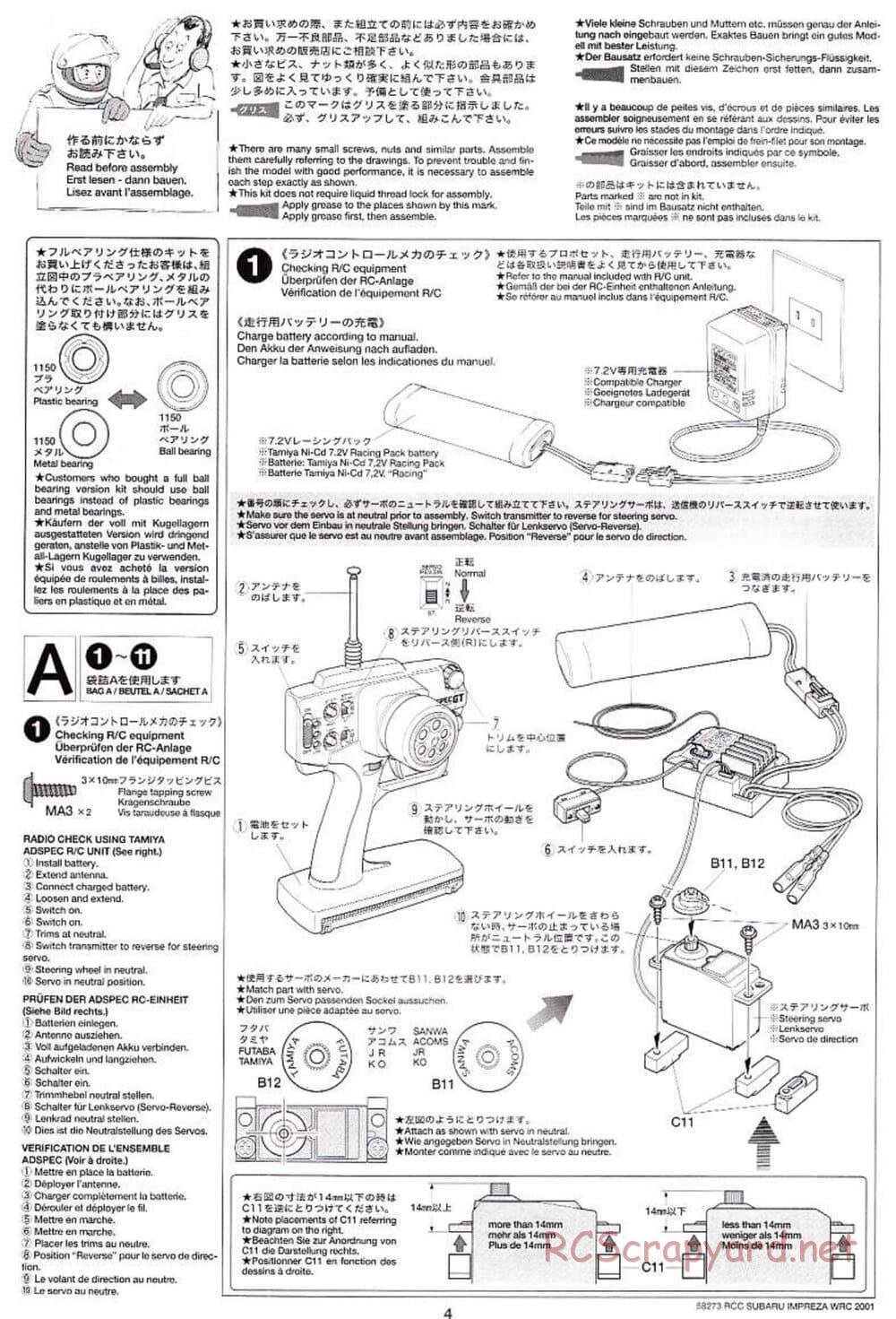 Tamiya - Subaru Impreza WRC 2001 - TL-01 Chassis - Manual - Page 4