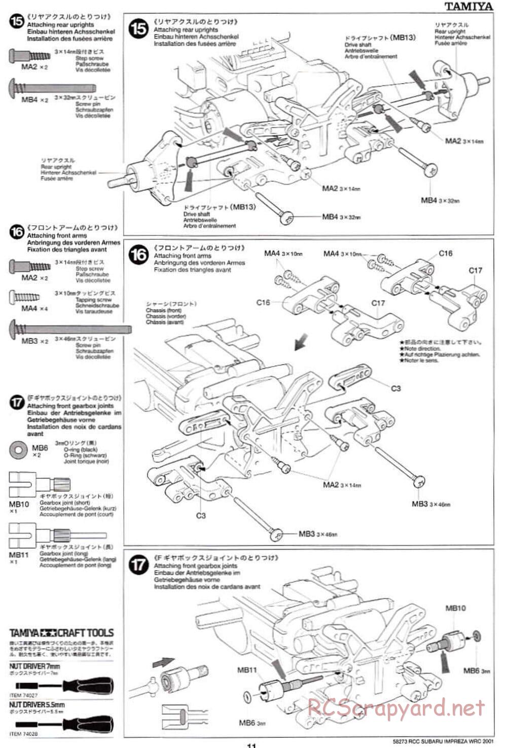 Tamiya - Subaru Impreza WRC 2001 - TL-01 Chassis - Manual - Page 11