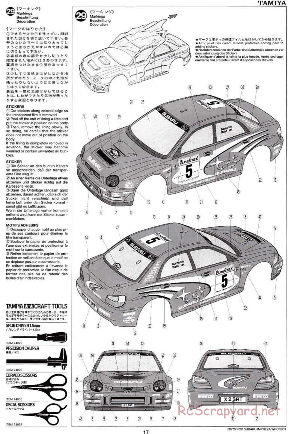 Tamiya - Subaru Impreza WRC 2001 - TL-01 Chassis - Manual - Page 17