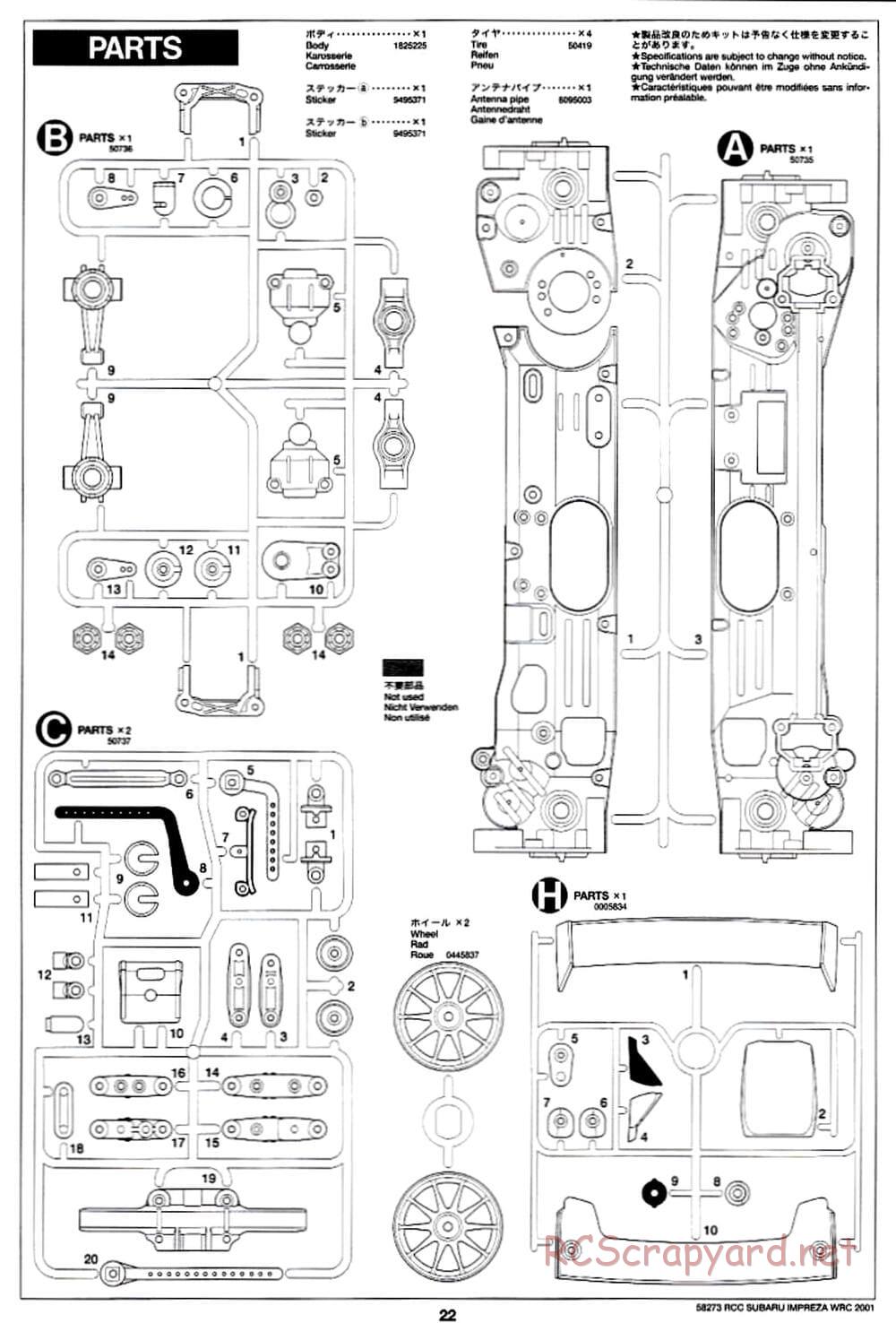 Tamiya - Subaru Impreza WRC 2001 - TL-01 Chassis - Manual - Page 22