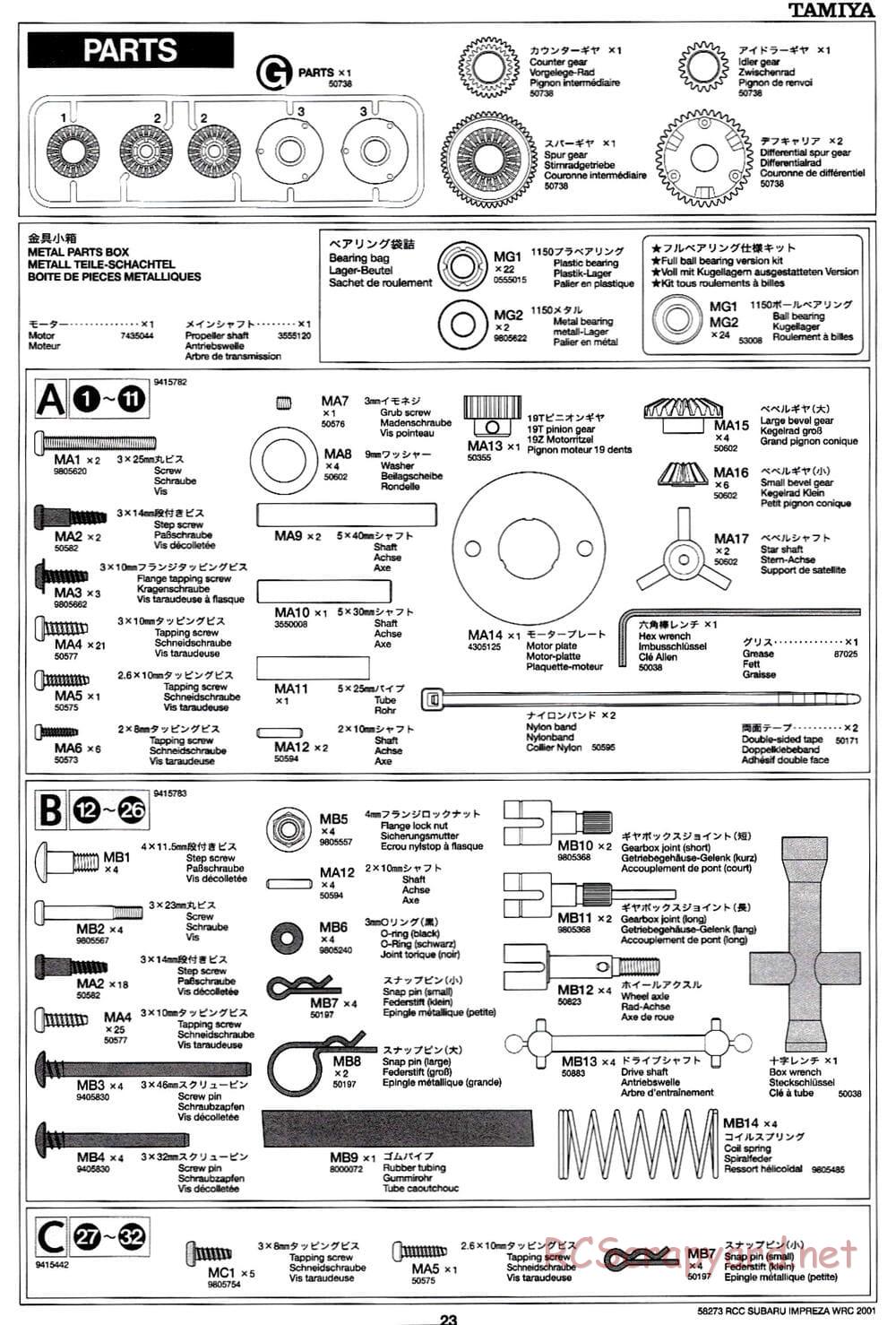 Tamiya - Subaru Impreza WRC 2001 - TL-01 Chassis - Manual - Page 23
