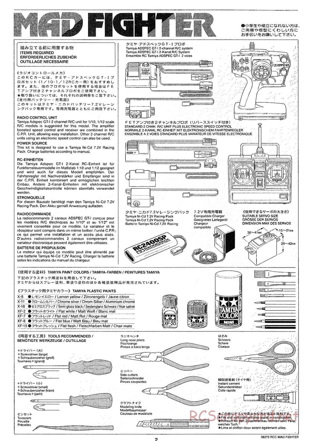 Tamiya - Mad Fighter Chassis - Manual - Page 2