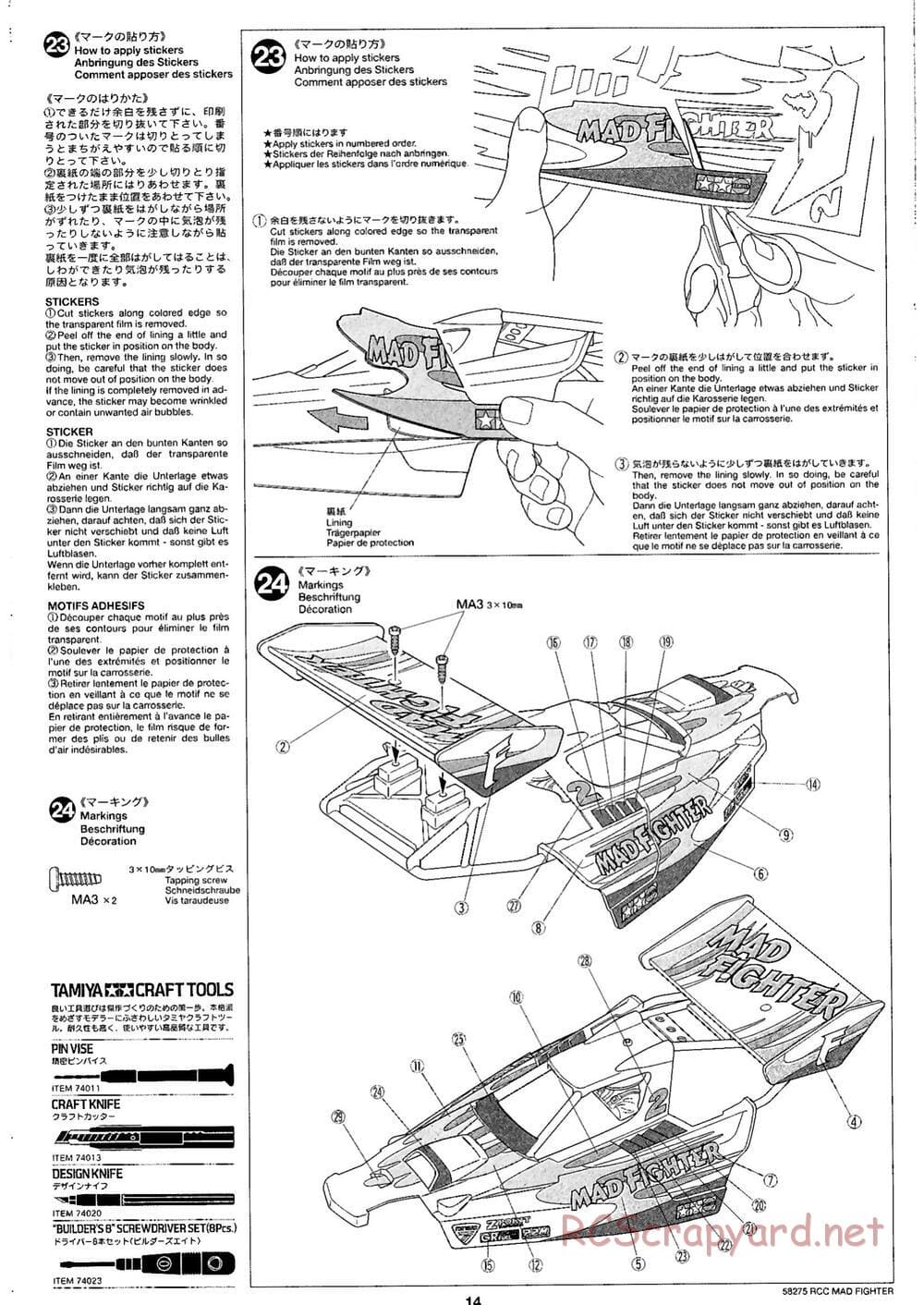 Tamiya - Mad Fighter Chassis - Manual - Page 14