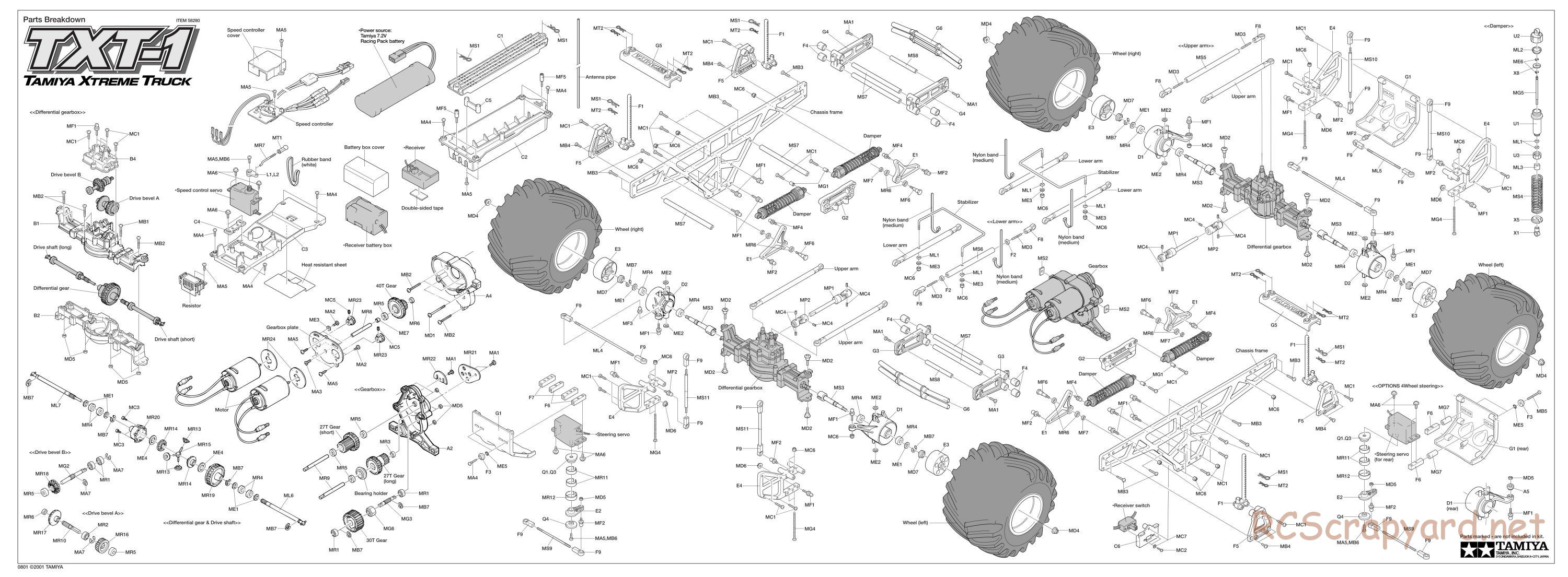 Tamiya - TXT-1 (Tamiya Xtreme Truck) Chassis - Exploded View - Page 1