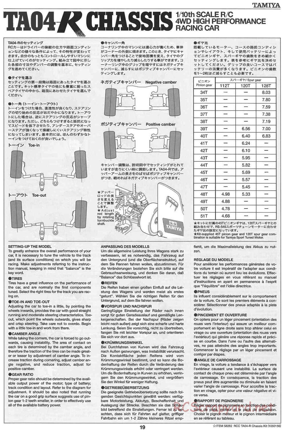 Tamiya - TA-04R Chassis - Manual - Page 19