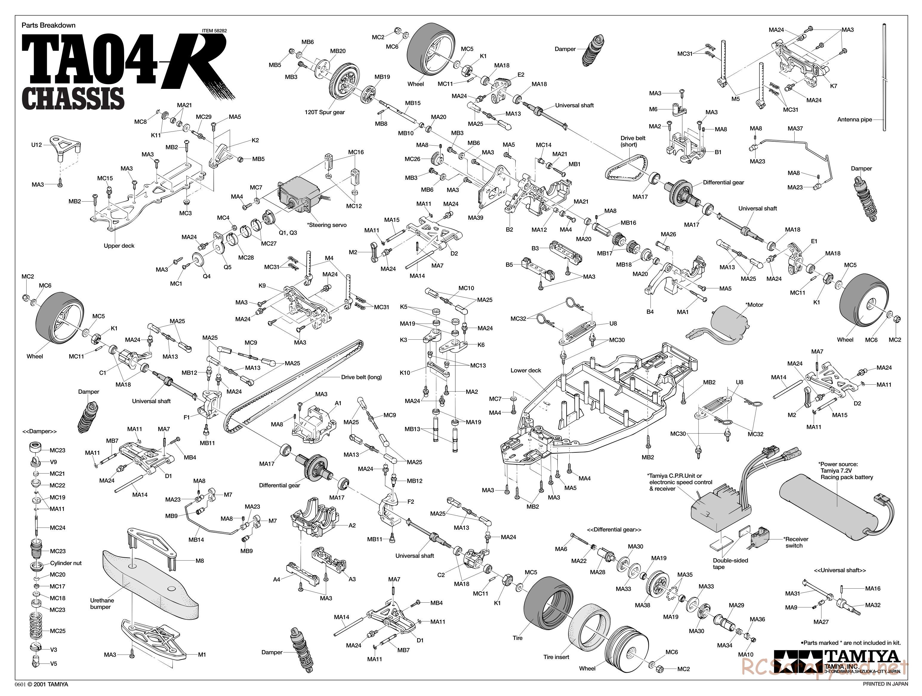 Tamiya - TA-04R Chassis - Exploded View - Page 1