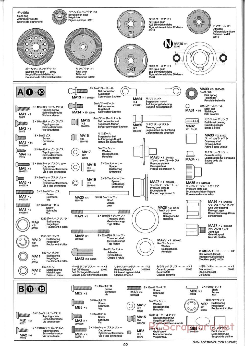Tamiya - TB Evolution II Chassis - Manual - Page 22