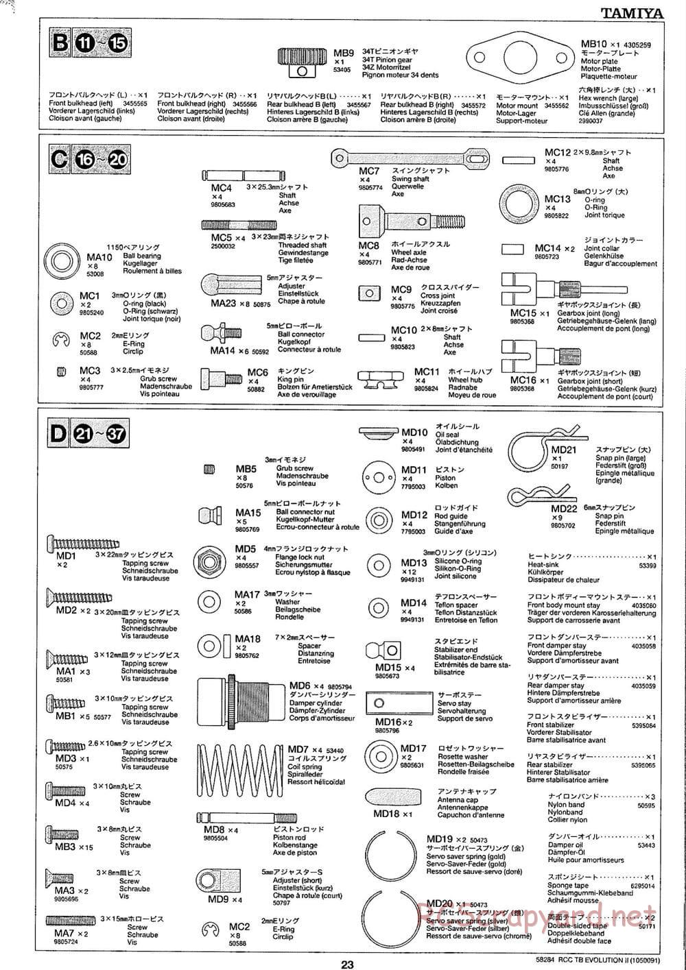 Tamiya - TB Evolution II Chassis - Manual - Page 23