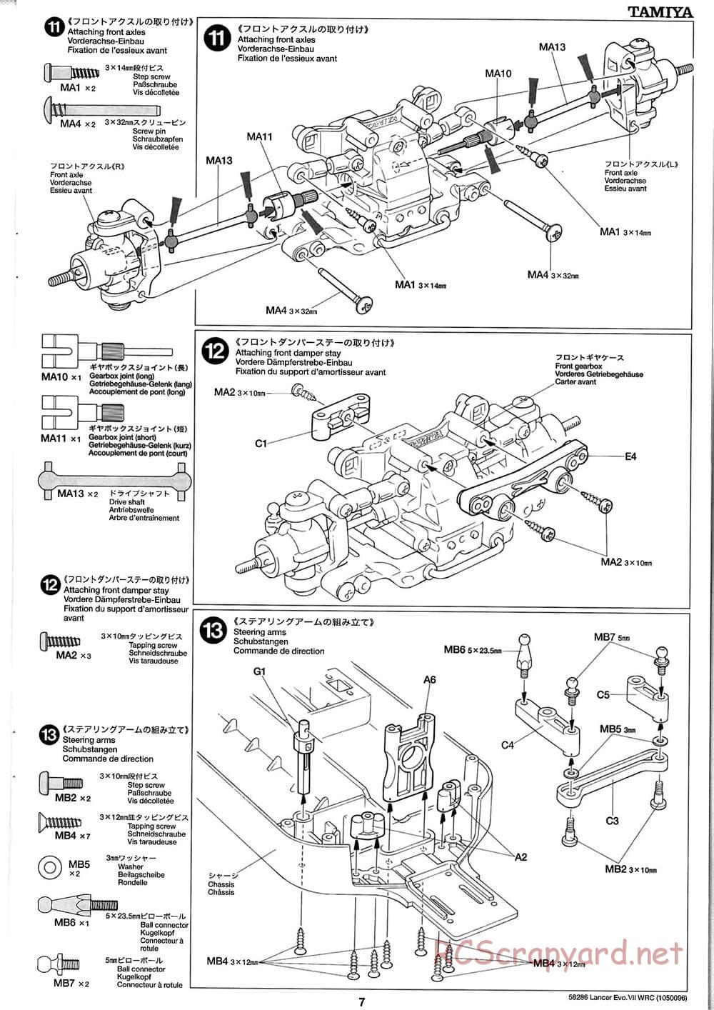 Tamiya - Mitsubishi Lancer Evolution VII WRC - TB-01 Chassis - Manual - Page 7