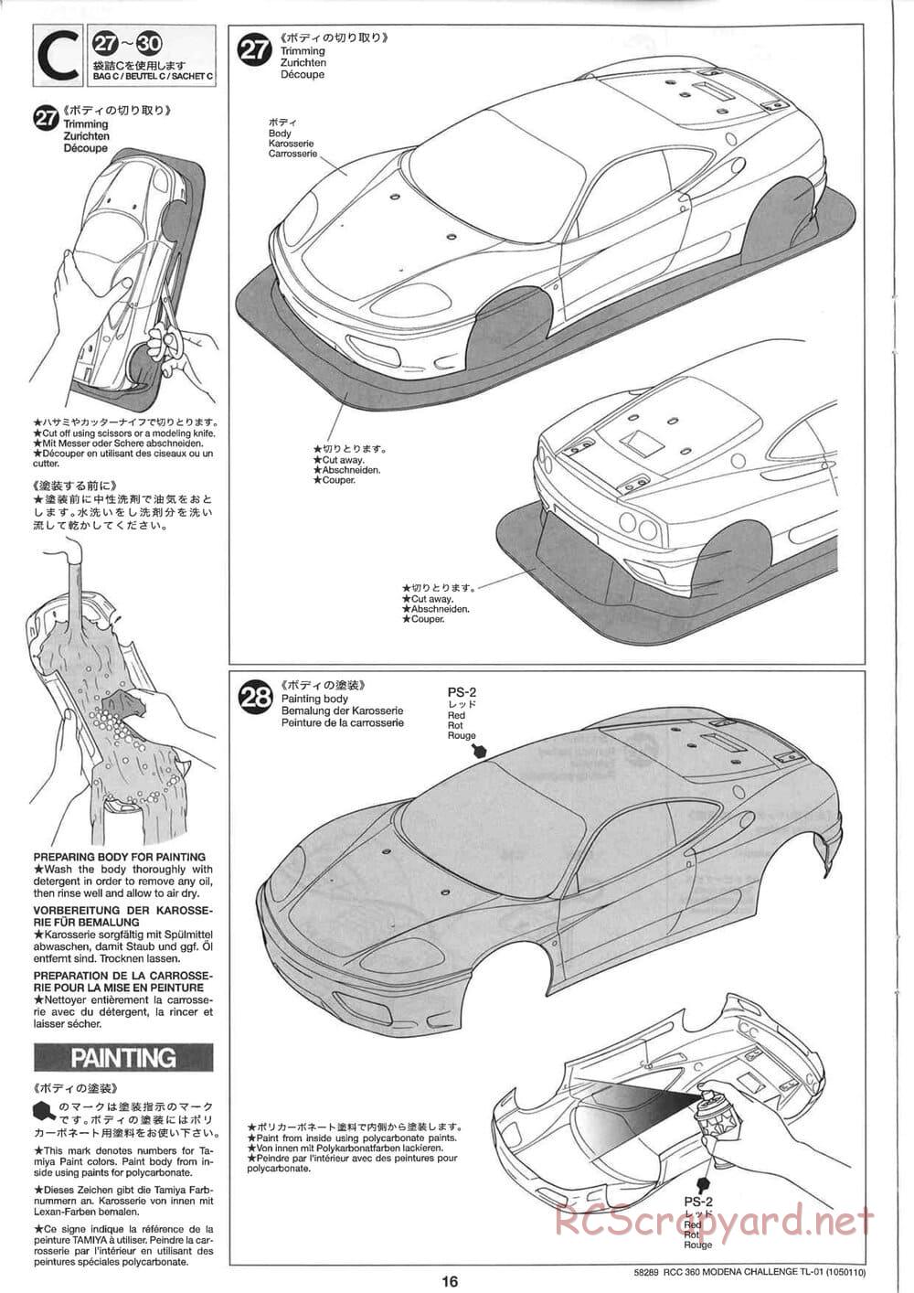 Tamiya - Ferrari 360 Modena Challenge - TL-01 Chassis - Manual - Page 16