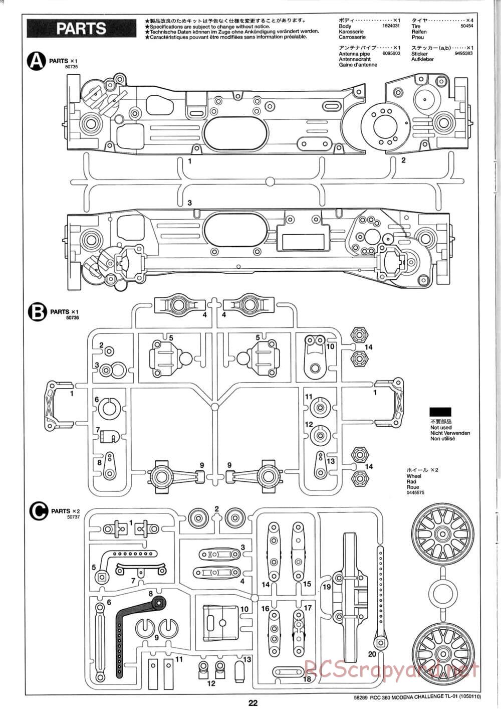 Tamiya - Ferrari 360 Modena Challenge - TL-01 Chassis - Manual - Page 22