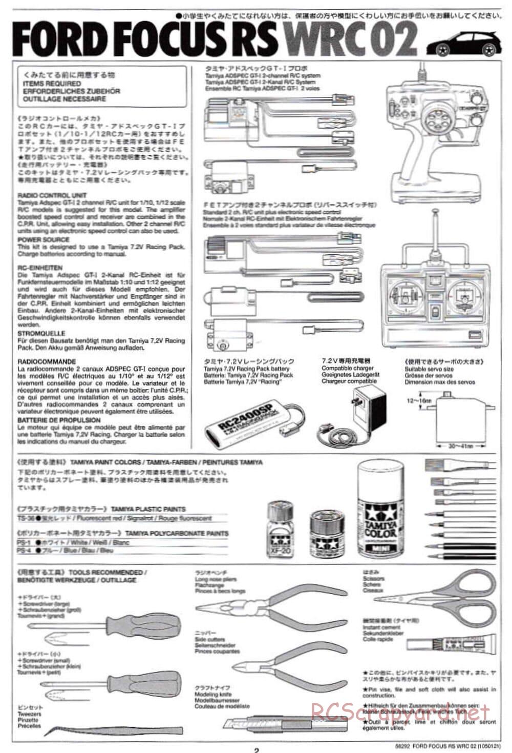 Tamiya - Ford Focus RS WRC 02 - TL-01 Chassis - Manual - Page 2