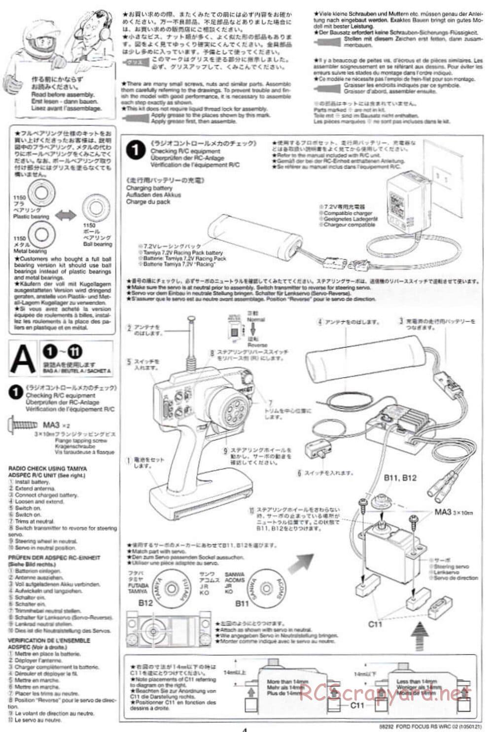 Tamiya - Ford Focus RS WRC 02 - TL-01 Chassis - Manual - Page 4