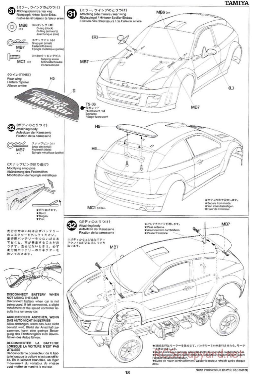 Tamiya - Ford Focus RS WRC 02 - TL-01 Chassis - Manual - Page 18