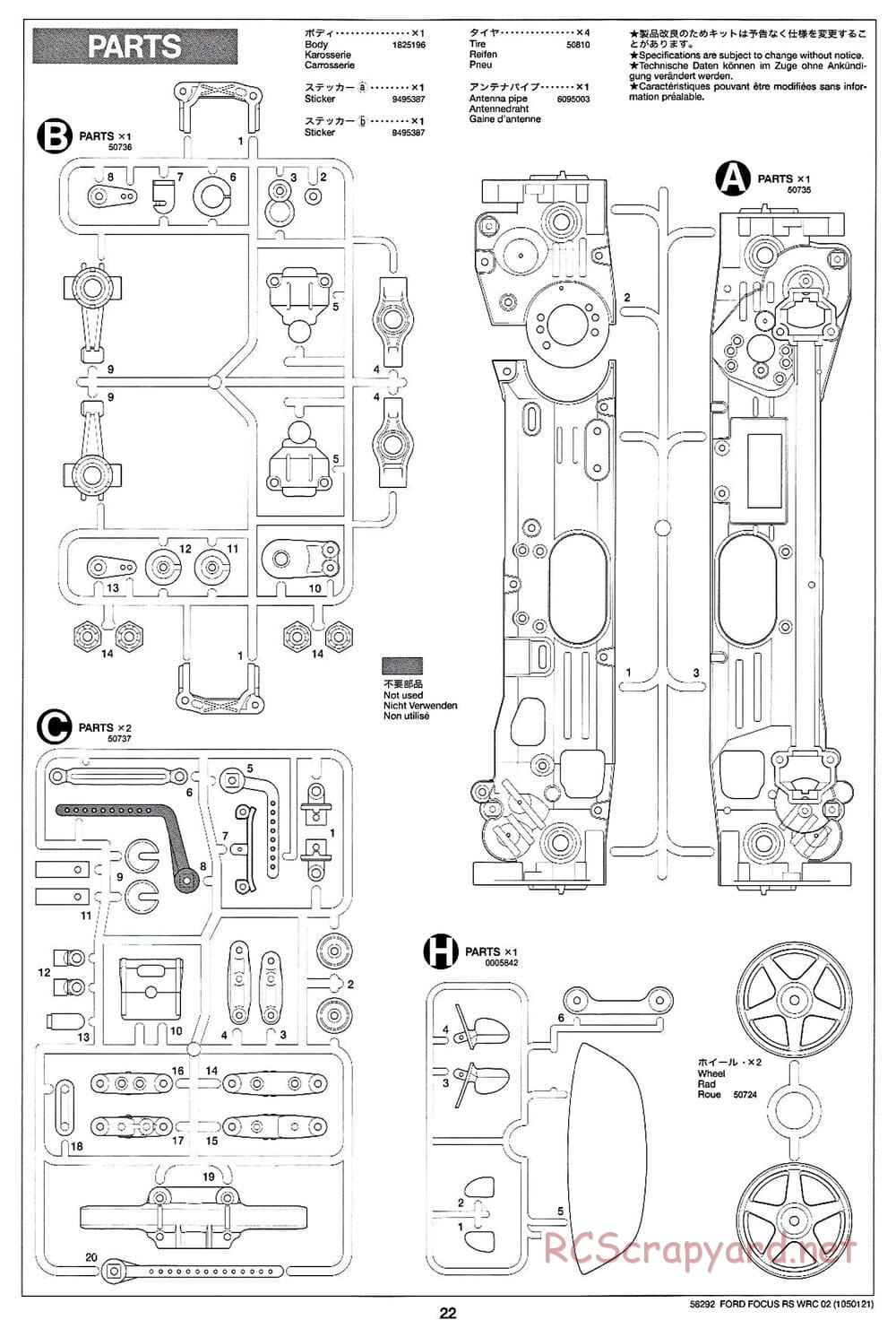 Tamiya - Ford Focus RS WRC 02 - TL-01 Chassis - Manual - Page 22