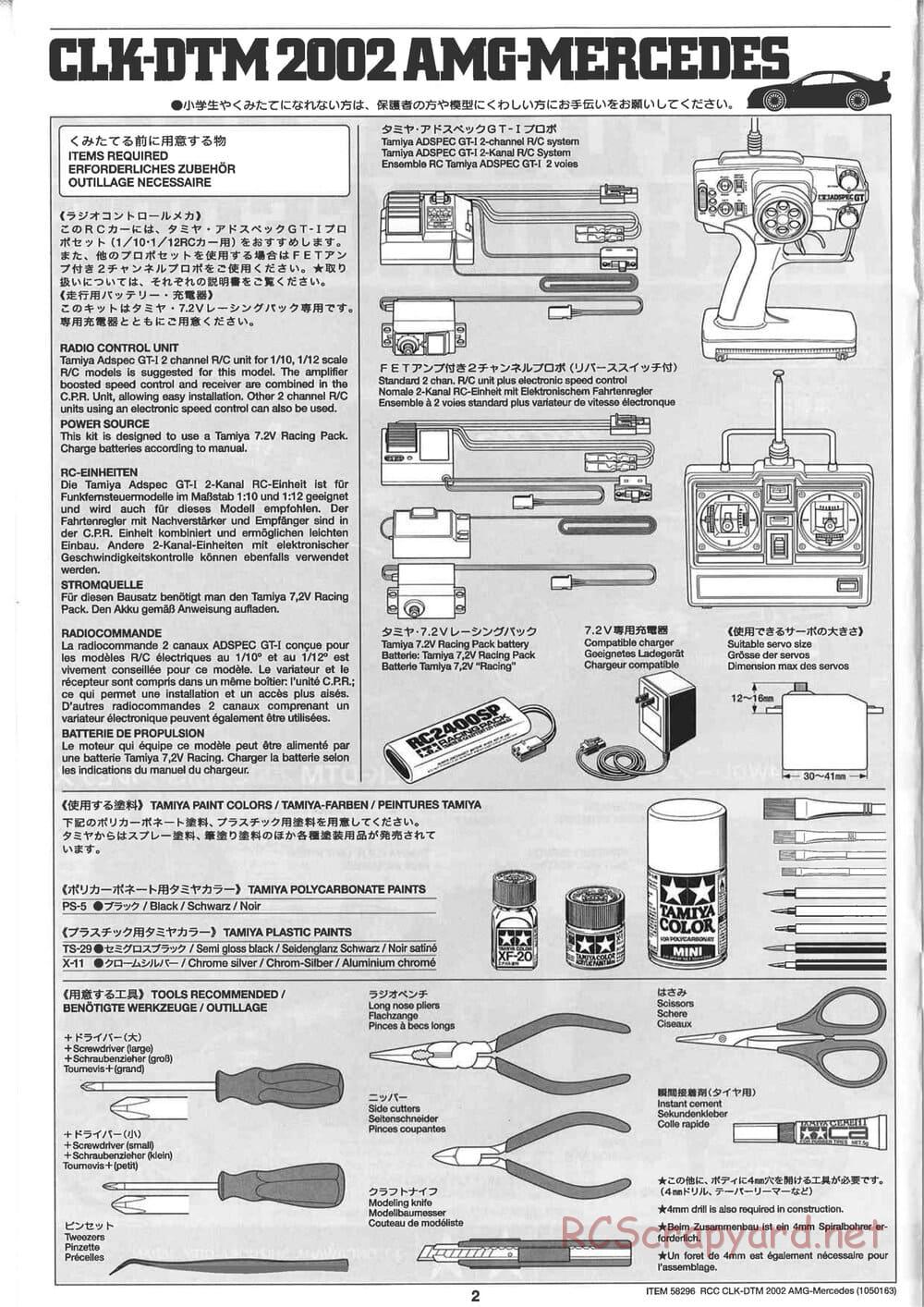 Tamiya - CLK DTM 2002 AMG Mercedes - TL-01 LA Chassis - Manual - Page 2