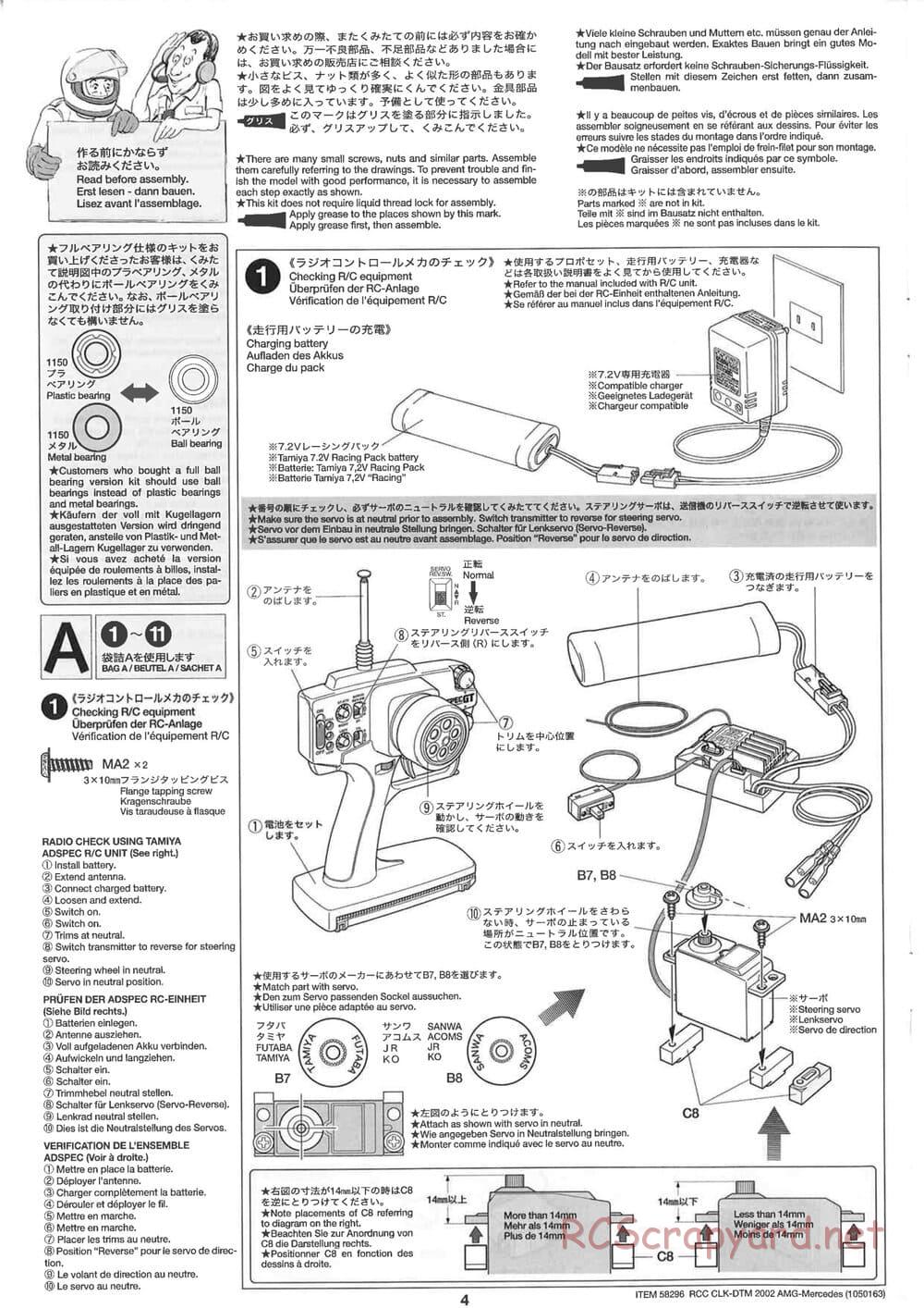 Tamiya - CLK DTM 2002 AMG Mercedes - TL-01 LA Chassis - Manual - Page 4