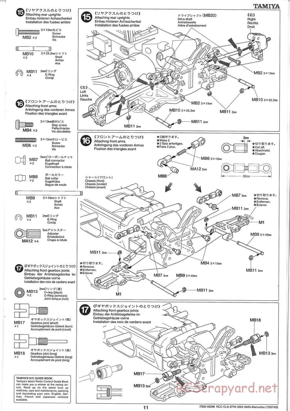 Tamiya - CLK DTM 2002 AMG Mercedes - TL-01 LA Chassis - Manual - Page 11