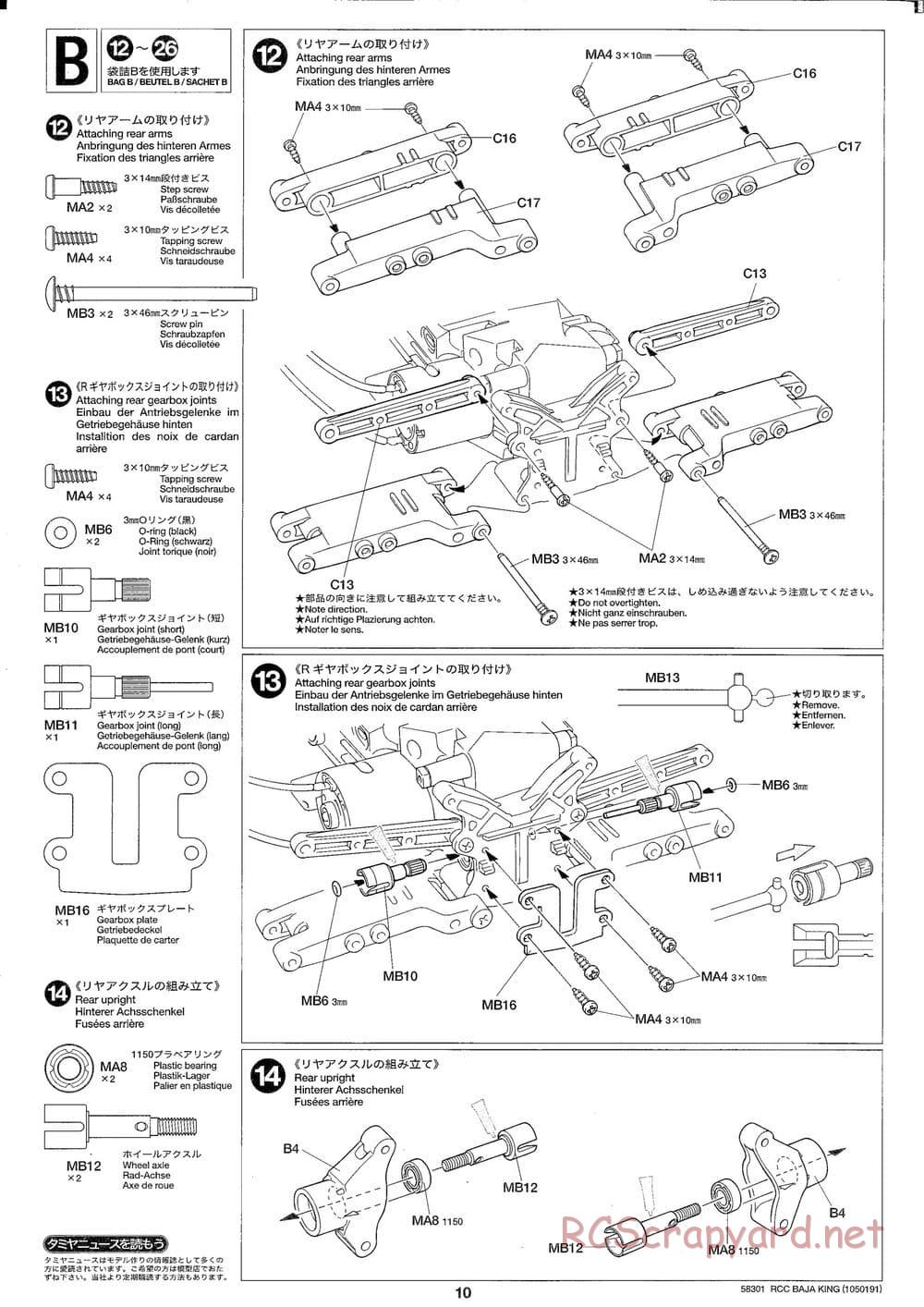 Tamiya - Baja King - TL-01B Chassis - Manual - Page 10