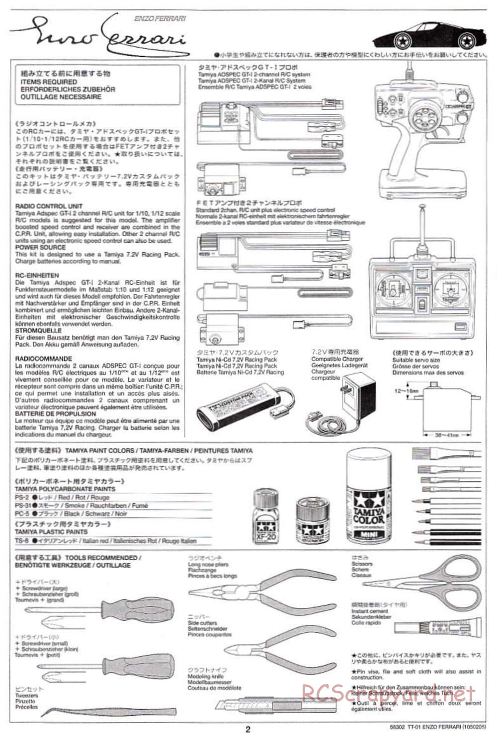 Tamiya - Enzo Ferrari - TT-01 Chassis - Manual - Page 2