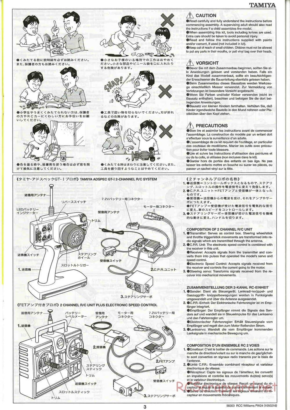 Tamiya - Williams F1 BMW FW24 - F201 Chassis - Manual - Page 3