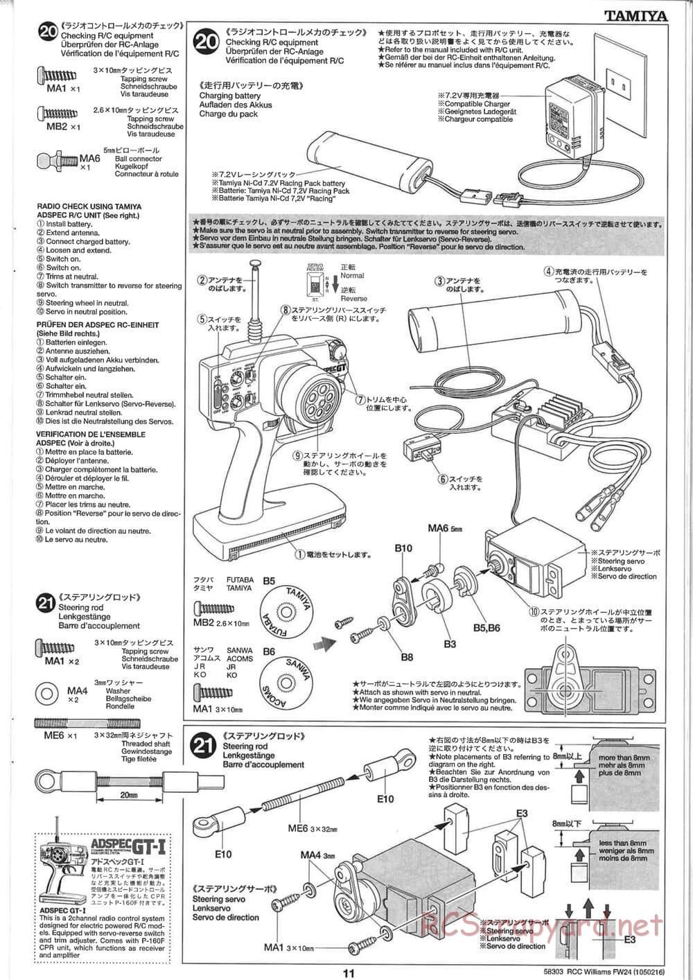 Tamiya - Williams F1 BMW FW24 - F201 Chassis - Manual - Page 11