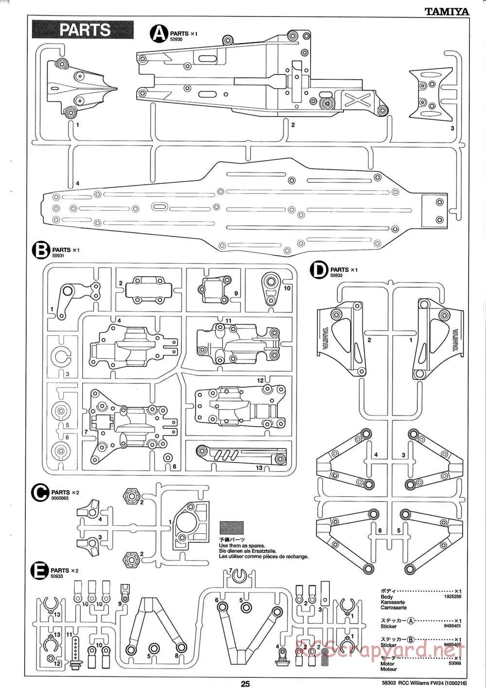 Tamiya - Williams F1 BMW FW24 - F201 Chassis - Manual - Page 25