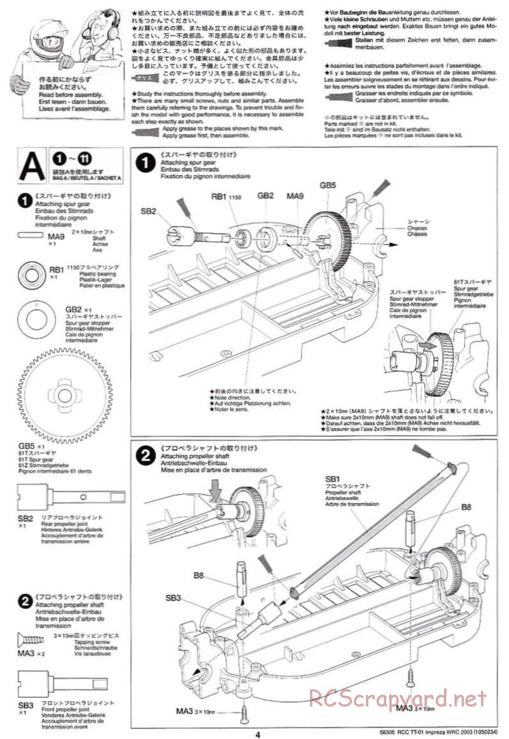 Tamiya - Subaru Impreza WRC 2003 - TT-01 Chassis - Manual - Page 4