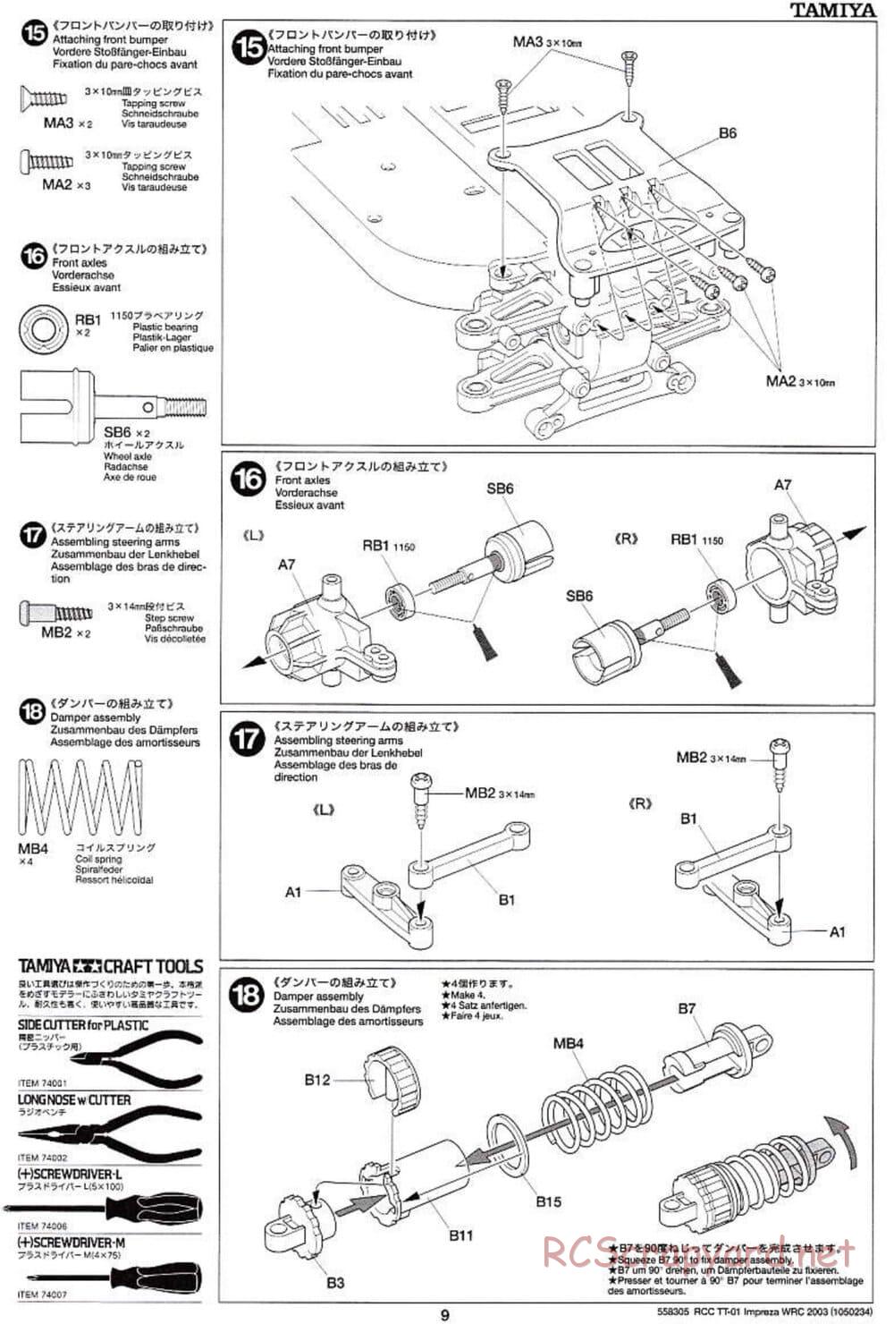 Tamiya - Subaru Impreza WRC 2003 - TT-01 Chassis - Manual - Page 9