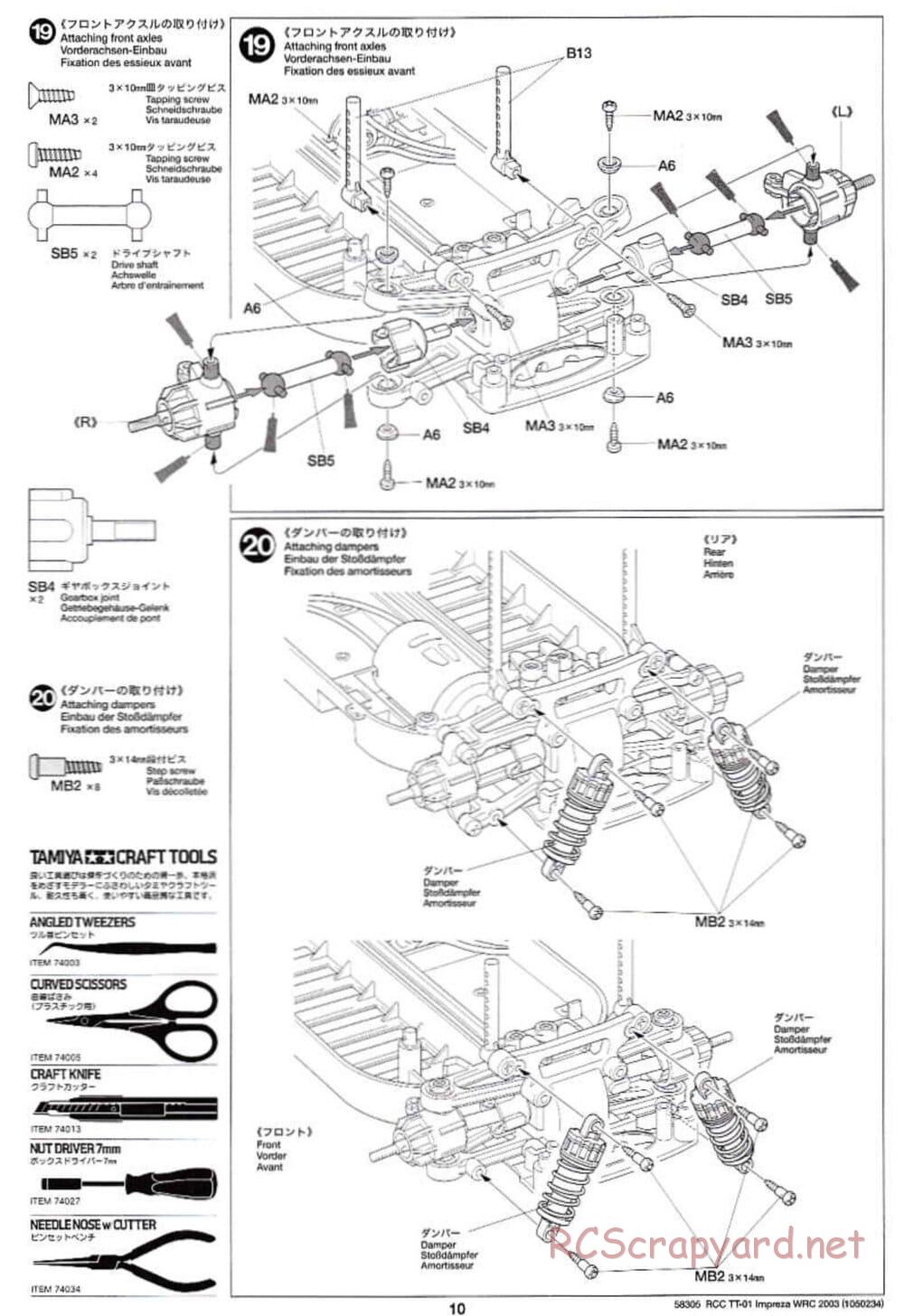 Tamiya - Subaru Impreza WRC 2003 - TT-01 Chassis - Manual - Page 10