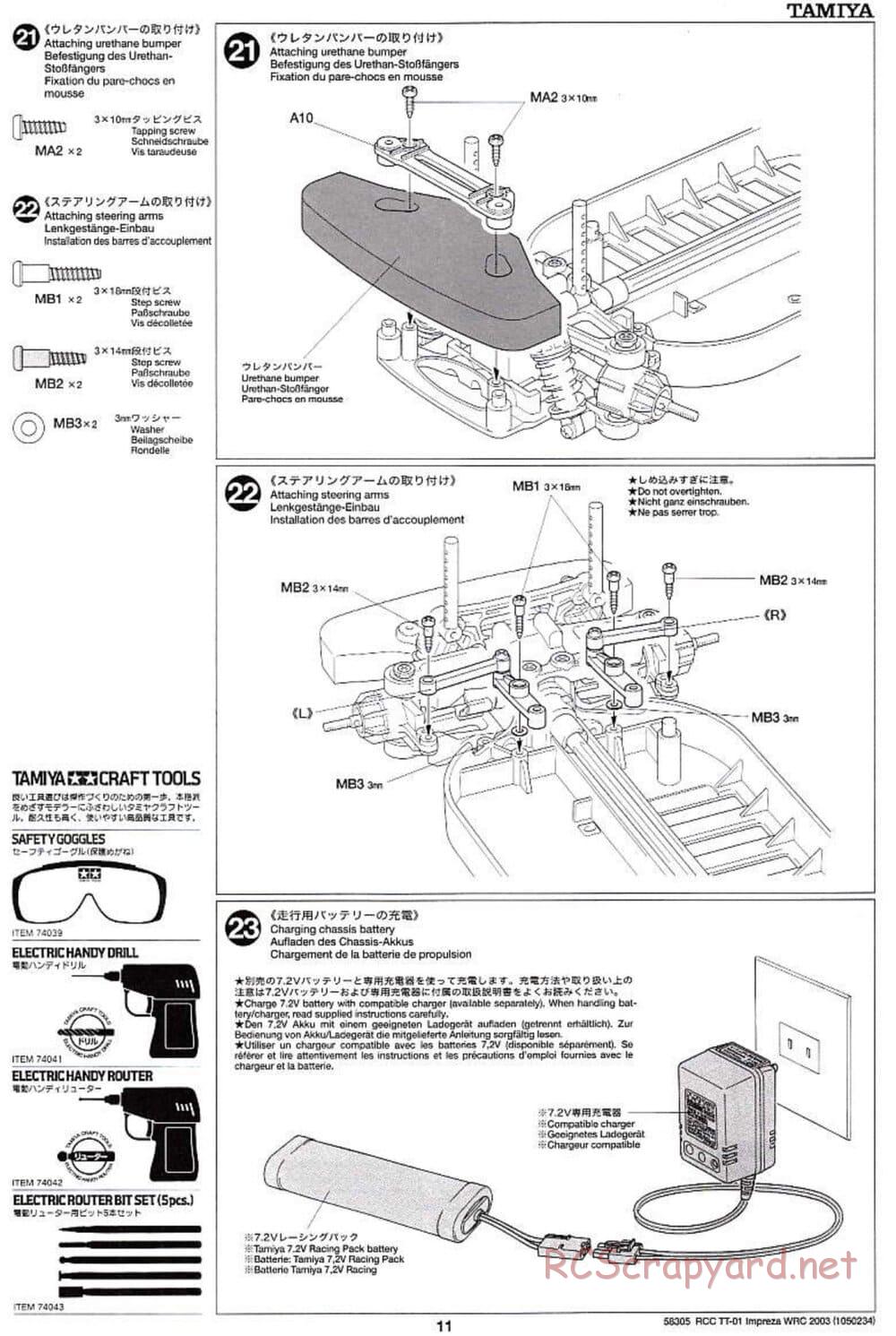 Tamiya - Subaru Impreza WRC 2003 - TT-01 Chassis - Manual - Page 11