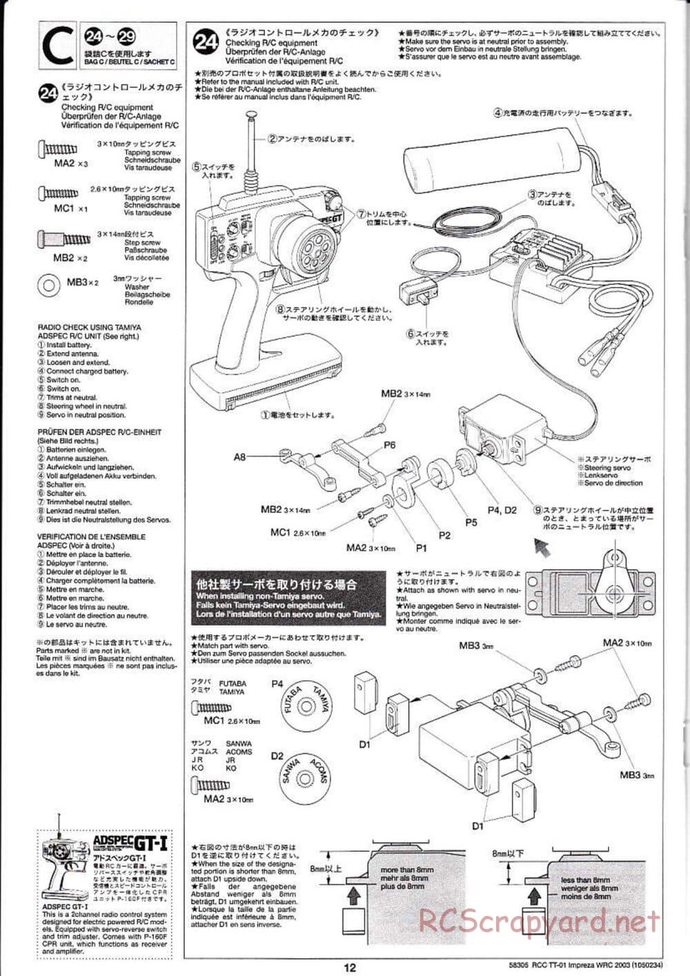 Tamiya - Subaru Impreza WRC 2003 - TT-01 Chassis - Manual - Page 12