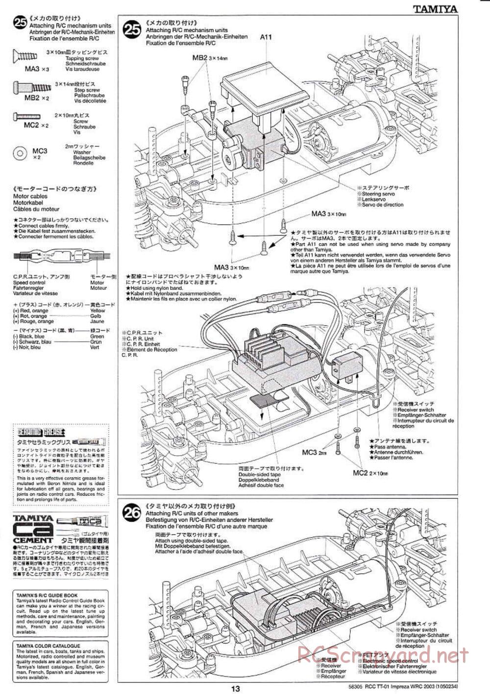 Tamiya - Subaru Impreza WRC 2003 - TT-01 Chassis - Manual - Page 13
