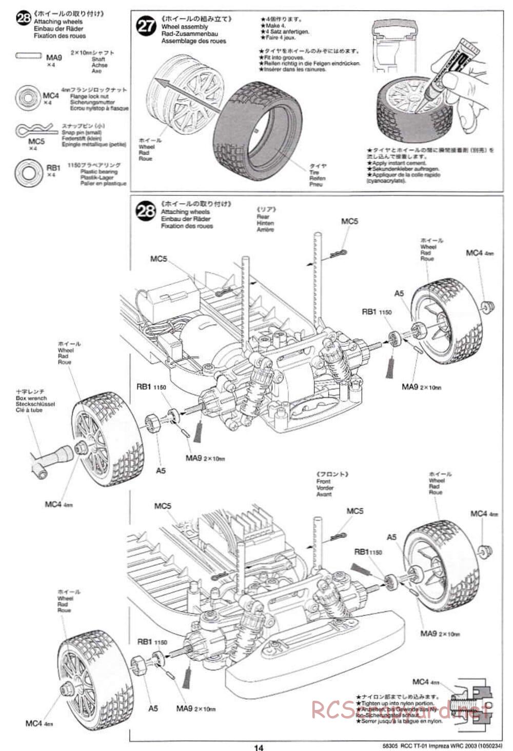 Tamiya - Subaru Impreza WRC 2003 - TT-01 Chassis - Manual - Page 14